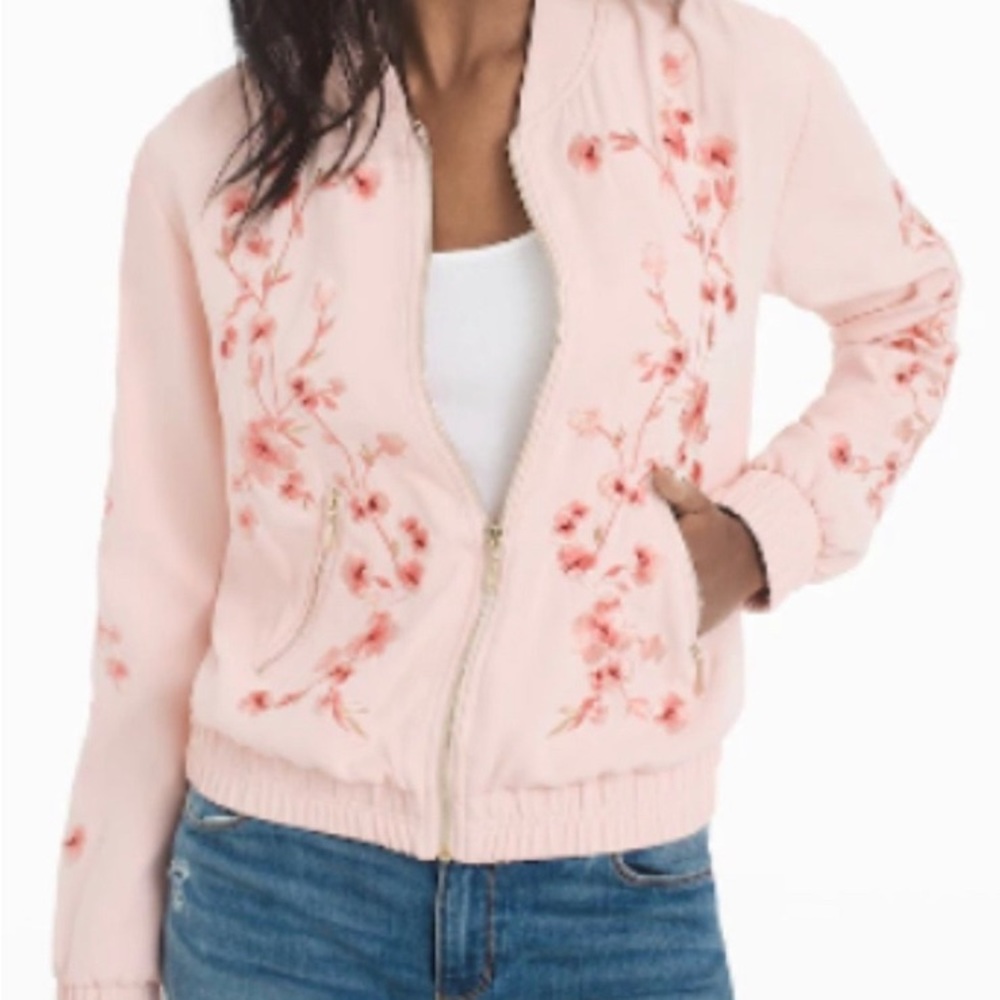 White House Black Market Floral Embroidered Bomber Jacket NWT